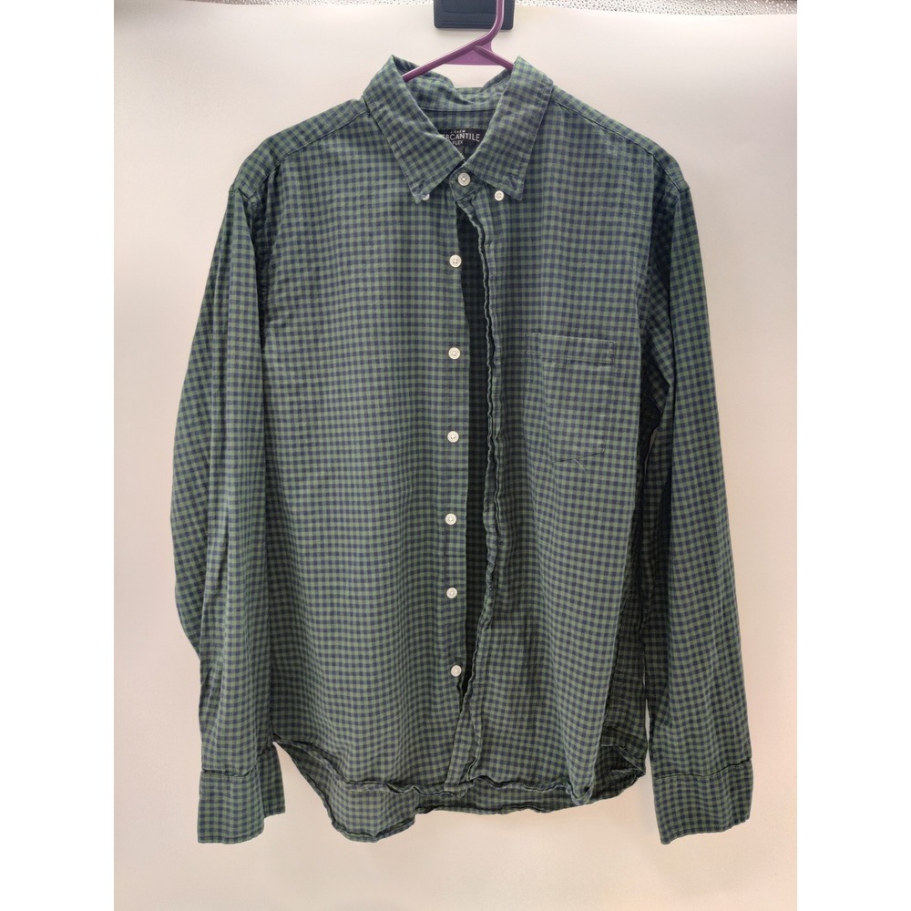 J.Crew Mercantile Flex Mens Large Gingham Check Button Down Shirt Green Navy